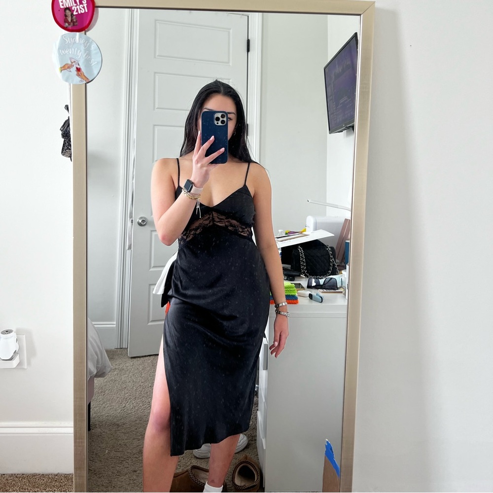 Princess Polly Amelia Midi Slip Dress Black